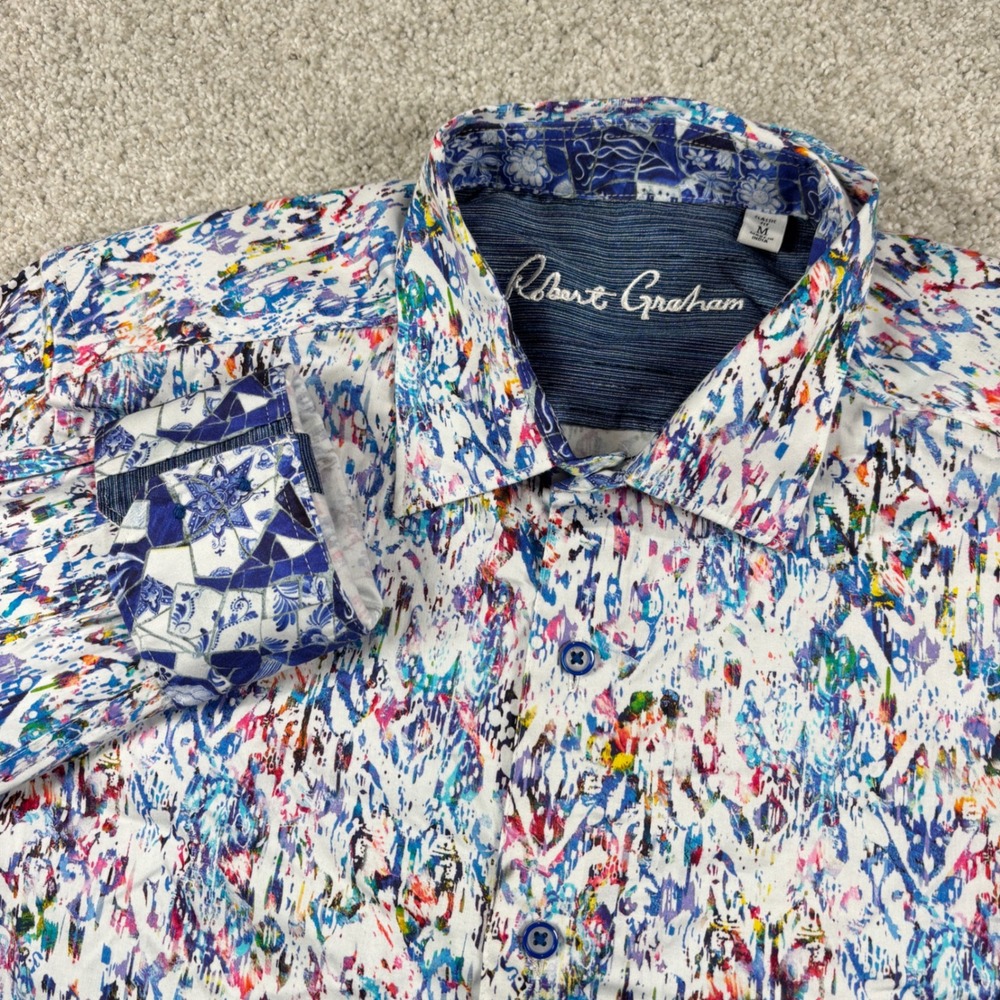 Robert Graham Button Down Men M Multicolor Abstract Splatter Classic Fit Shirt